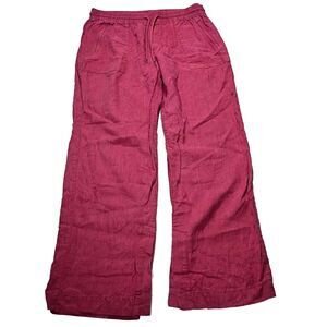 Athleta Raspberry Pink Linen Wide Leg Pants 14T Tall Coastal Lagenlook Resort